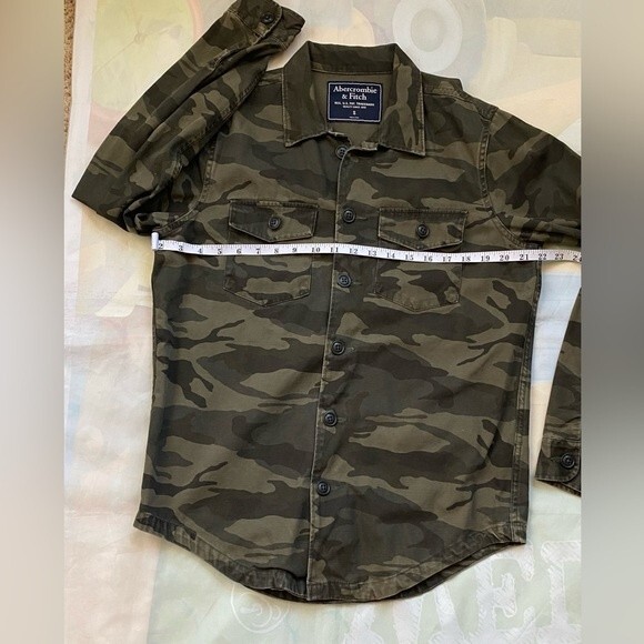 Abercrombie & Fitch Camouflage Button Down Shirt Jacket Men's Army Green Sz S - Picture 2 of 7